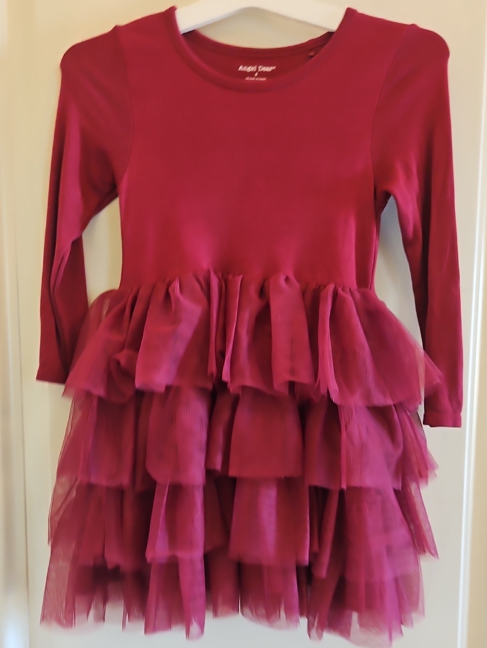 Angel Dear Burgundy Tiered Tulle Dress